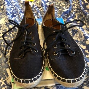 New FrenchBlu Black perforated suede espadrille 37
